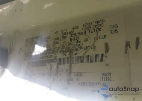 2010 Ford E-150 Commercial/Recreational z USA, uszkodzony, nr VIN 1FTNE1EW4ADA91360